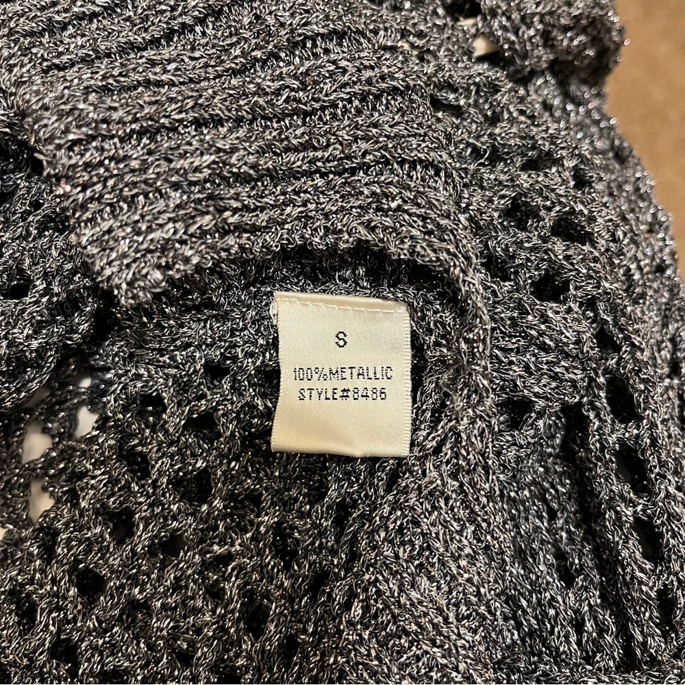Avalin Unique Boho Retro Metallic Open Crochet Sweater, Women’s Sz S, Metallic - Picture 8 of 8